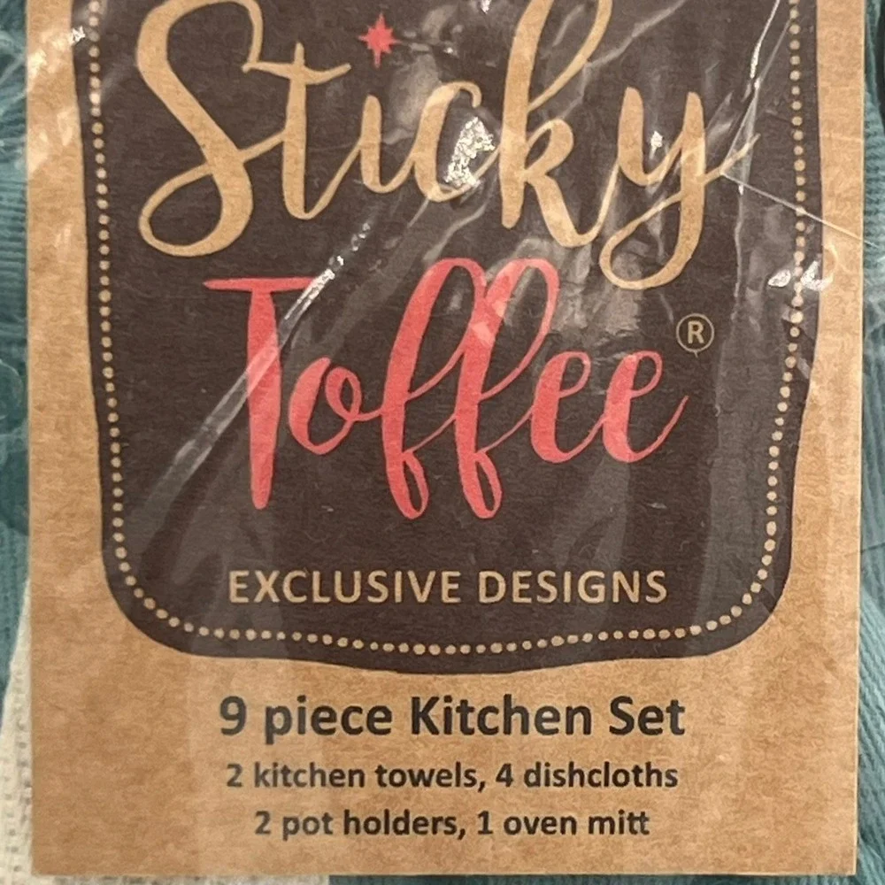 Sticky Toffee Kitchen Set 9 Piece Blue Silicone Cotton Brand New